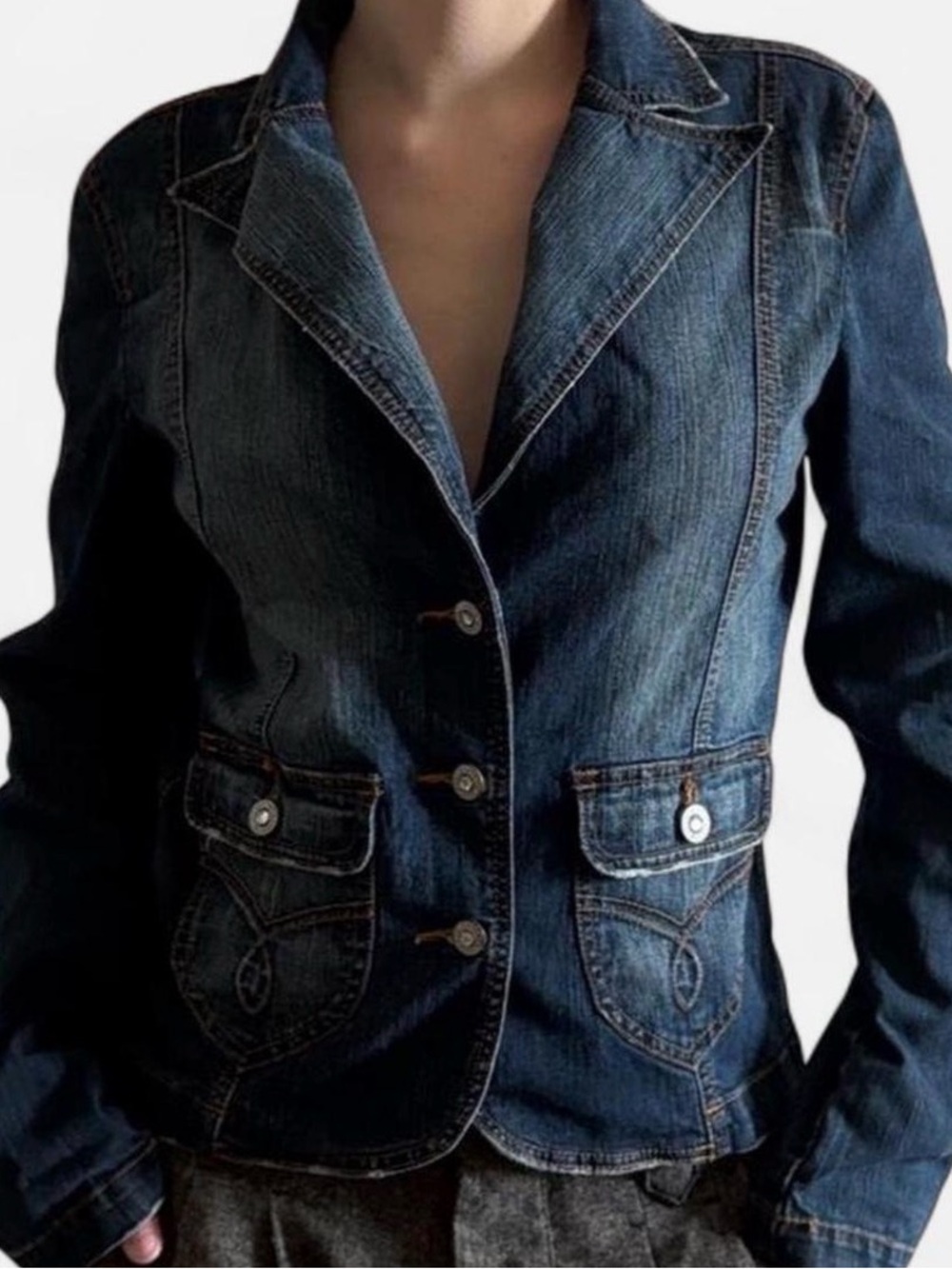 YMI Dark Blue Tailored Denim Blazer